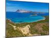 Aerial view of Capo Coda Cavallo and Isola Di Tavolara in the background, Olbia, Sardinia-Frank Fell-Mounted Photographic Print