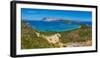 Aerial view of Capo Coda Cavallo and Isola Di Tavolara in the background, Olbia, Sardinia-Frank Fell-Framed Photographic Print