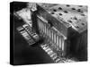 Aerial View of Cargill Grain Elevator with Barges Lined up on the Bank of the Chicago River-Margaret Bourke-White-Stretched Canvas