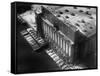 Aerial View of Cargill Grain Elevator with Barges Lined up on the Bank of the Chicago River-Margaret Bourke-White-Framed Stretched Canvas