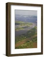 Aerial View of Cargo Ships on the Rio Negro, Manaus, Amazonas, Brazil, South America-Ian Trower-Framed Photographic Print