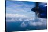 Aerial view of Caribbean sea from propeller of airplane, Saint Vincent Island, Saint Vincent And...-null-Stretched Canvas