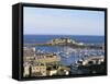 Aerial View of Castle Cornet, St. Peter Port, Guernsey, Channel Islands, U.K.-Tim Hall-Framed Stretched Canvas