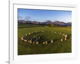 Aerial view of Castlerigg Stone Circle and Catbells, Lake District National Park-Ian Egner-Framed Photographic Print