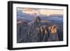 Aerial view of Catinaccio Group (Rosengarten) at sunset, Dolomites, South Tyrol, Italy, Europe-Roberto Moiola-Framed Photographic Print