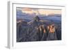 Aerial view of Catinaccio Group (Rosengarten) at sunset, Dolomites, South Tyrol, Italy, Europe-Roberto Moiola-Framed Photographic Print