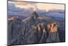 Aerial view of Catinaccio Group (Rosengarten) at sunset, Dolomites, South Tyrol, Italy, Europe-Roberto Moiola-Mounted Premium Photographic Print