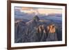 Aerial view of Catinaccio Group (Rosengarten) at sunset, Dolomites, South Tyrol, Italy, Europe-Roberto Moiola-Framed Photographic Print