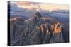 Aerial view of Catinaccio Group (Rosengarten) at sunset, Dolomites, South Tyrol, Italy, Europe-Roberto Moiola-Stretched Canvas