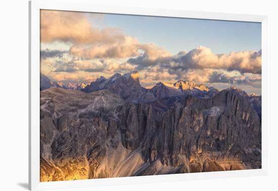 Aerial view of Catinaccio Group (Rosengarten), Torri Del Vajolet, Marmolada, Dolomites, South Tyrol-Roberto Moiola-Framed Photographic Print