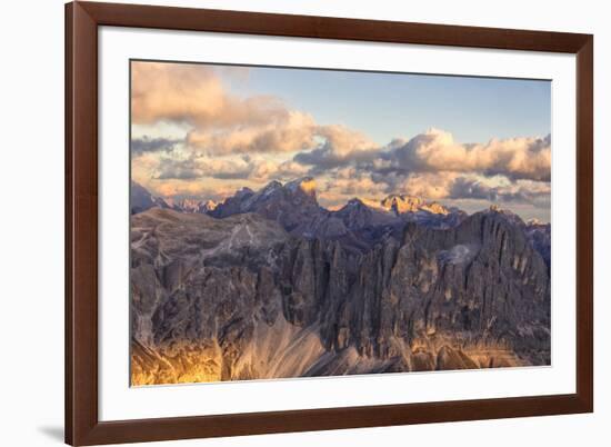 Aerial view of Catinaccio Group (Rosengarten), Torri Del Vajolet, Marmolada, Dolomites, South Tyrol-Roberto Moiola-Framed Photographic Print