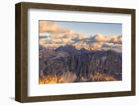 Aerial view of Catinaccio Group (Rosengarten), Torri Del Vajolet, Marmolada, Dolomites, South Tyrol-Roberto Moiola-Framed Photographic Print