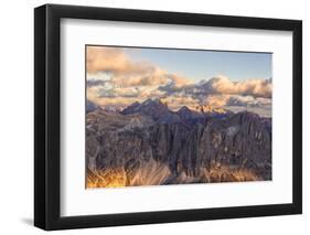 Aerial view of Catinaccio Group (Rosengarten), Torri Del Vajolet, Marmolada, Dolomites, South Tyrol-Roberto Moiola-Framed Photographic Print