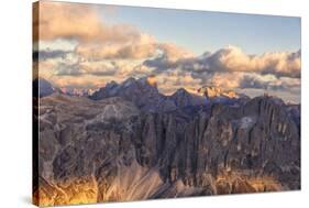 Aerial view of Catinaccio Group (Rosengarten), Torri Del Vajolet, Marmolada, Dolomites, South Tyrol-Roberto Moiola-Stretched Canvas