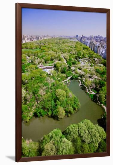 Aerial view of Central Park in spring near Columbus Circle in Manhattan, New York City, New York-null-Framed Photographic Print