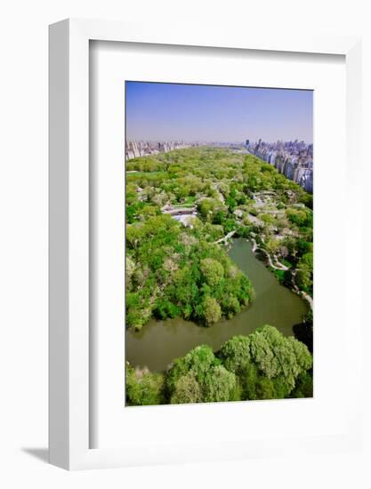 Aerial view of Central Park in spring near Columbus Circle in Manhattan, New York City, New York-null-Framed Photographic Print