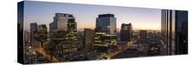 Aerial View of Central Santiago City at Night, Santiago, Chile, South America-Ben Pipe-Stretched Canvas