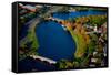 AERIAL VIEW of Charles River with views of John W. Weeks Bridge and Anderson Memorial Bridge, Ha...-null-Framed Stretched Canvas