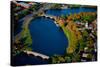 AERIAL VIEW of Charles River with views of John W. Weeks Bridge and Anderson Memorial Bridge, Ha...-null-Stretched Canvas