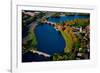 AERIAL VIEW of Charles River with views of John W. Weeks Bridge and Anderson Memorial Bridge, Ha...-null-Framed Photographic Print