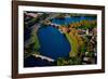 AERIAL VIEW of Charles River with views of John W. Weeks Bridge and Anderson Memorial Bridge, Ha...-null-Framed Photographic Print