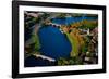 AERIAL VIEW of Charles River with views of John W. Weeks Bridge and Anderson Memorial Bridge, Ha...-null-Framed Photographic Print