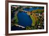 AERIAL VIEW of Charles River with views of John W. Weeks Bridge and Anderson Memorial Bridge, Ha...-null-Framed Photographic Print