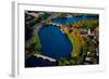 AERIAL VIEW of Charles River with views of John W. Weeks Bridge and Anderson Memorial Bridge, Ha...-null-Framed Photographic Print