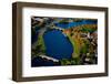 AERIAL VIEW of Charles River with views of John W. Weeks Bridge and Anderson Memorial Bridge, Ha...-null-Framed Photographic Print