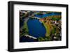 AERIAL VIEW of Charles River with views of John W. Weeks Bridge and Anderson Memorial Bridge, Ha...-null-Framed Photographic Print