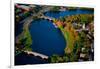 AERIAL VIEW of Charles River with views of John W. Weeks Bridge and Anderson Memorial Bridge, Ha...-null-Framed Photographic Print