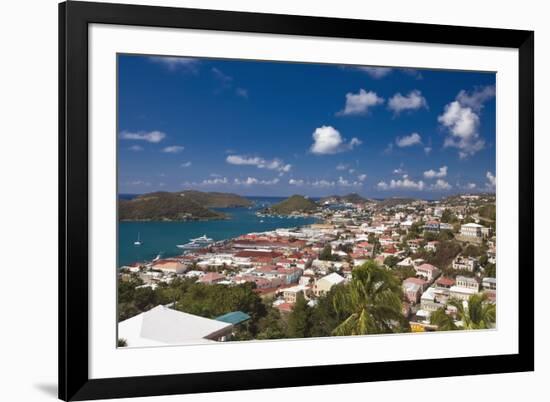 Aerial View of Charlotte Amalie St Thomas USVI-George Oze-Framed Photographic Print