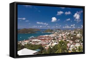 Aerial View of Charlotte Amalie St Thomas USVI-George Oze-Framed Stretched Canvas