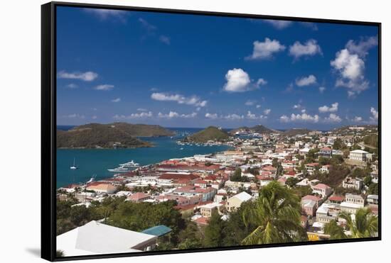 Aerial View of Charlotte Amalie St Thomas USVI-George Oze-Framed Stretched Canvas