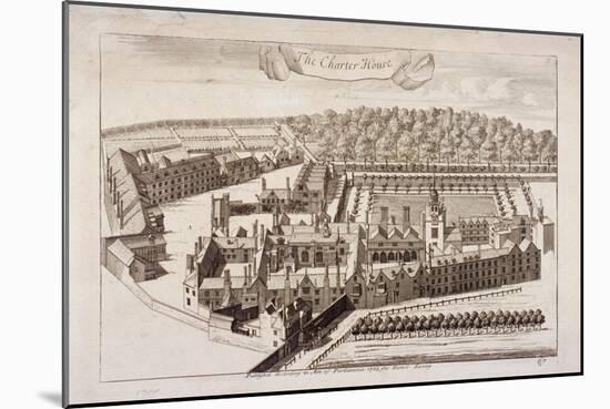 Aerial View of Charterhouse, Finsbury, London, 1755-null-Mounted Giclee Print