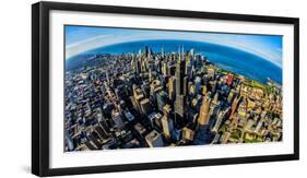 Aerial view of Chicago skyline at waterfront, Chicago, Cook County, Illinois, USA-null-Framed Photographic Print