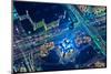 Aerial view of Chicago Water Tower at night, Michigan Avenue, Magnificent Mile, Chicago, Illinoi...-null-Mounted Photographic Print