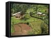 Aerial View of Children Leaving School and Terraced Fields, Kabale, Uganda, Africa-Poole David-Framed Stretched Canvas