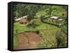 Aerial View of Children Leaving School and Terraced Fields, Kabale, Uganda, Africa-Poole David-Framed Stretched Canvas