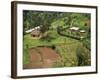 Aerial View of Children Leaving School and Terraced Fields, Kabale, Uganda, Africa-Poole David-Framed Photographic Print