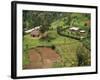 Aerial View of Children Leaving School and Terraced Fields, Kabale, Uganda, Africa-Poole David-Framed Photographic Print