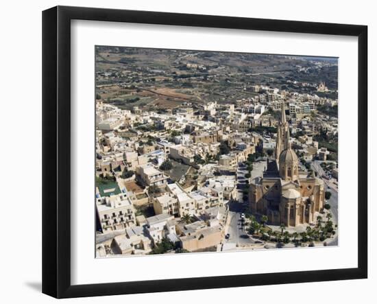 Aerial View of Church of Ghajnsielem, Mgarr, Gozo Island, Malta, Europe-Tondini Nico-Framed Premium Photographic Print