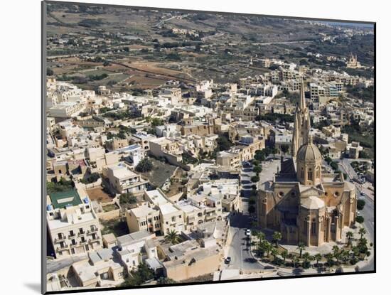 Aerial View of Church of Ghajnsielem, Mgarr, Gozo Island, Malta, Europe-Tondini Nico-Mounted Photographic Print