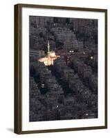 Aerial View of City at Night Including a Floodlit Mosque, Damascus, Syria, Middle East-Christian Kober-Framed Photographic Print