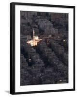 Aerial View of City at Night Including a Floodlit Mosque, Damascus, Syria, Middle East-Christian Kober-Framed Photographic Print
