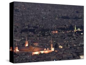 Aerial View of City at Night Including the Umayyad Mosque, Damascus, Syria-Christian Kober-Stretched Canvas