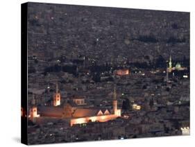 Aerial View of City at Night Including the Umayyad Mosque, Damascus, Syria-Christian Kober-Stretched Canvas