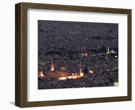 Aerial View of City at Night Including the Umayyad Mosque, Damascus, Syria-Christian Kober-Framed Photographic Print