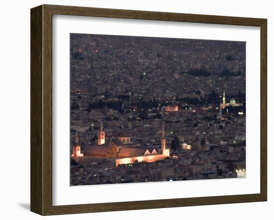 Aerial View of City at Night Including the Umayyad Mosque, Damascus, Syria-Christian Kober-Framed Photographic Print