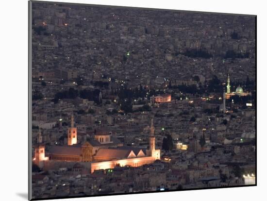 Aerial View of City at Night Including the Umayyad Mosque, Damascus, Syria-Christian Kober-Mounted Photographic Print